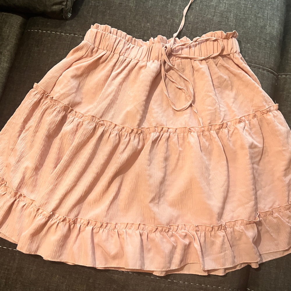 SHEIN VCAY Tie Front Ruffle Hem Skirt